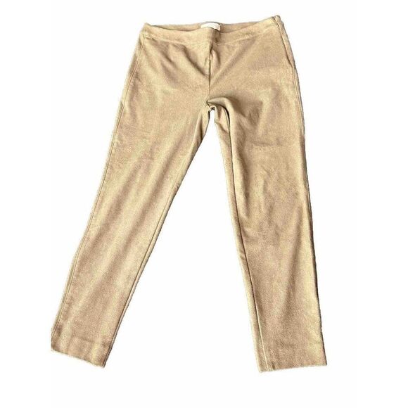 Talbots 12P Brown Faux Suede Stretch Side Zip Pants. M1 - Picture 1 of 6
